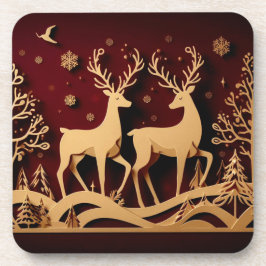 Celestial Reindeer Waltz – Golden Forest Getränkeuntersetzer