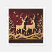 Celestial Reindeer Waltz – Golden Forest Serviette (Vorderseite)