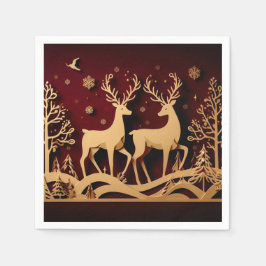 Celestial Reindeer Waltz – Golden Forest Serviette