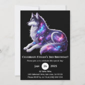 Celestial Resting Wolf Birthday Invitation Einladung (Vorderseite)