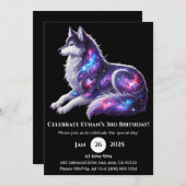 Celestial Resting Wolf Birthday Invitation Einladung (Vorne/Hinten)