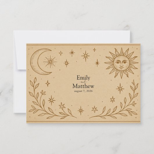 Celestial Romance Sun and Moon Design Dankeskarte (Rückseite)