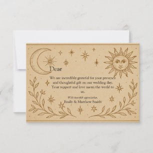 Celestial Romance Sun and Moon Design Dankeskarte