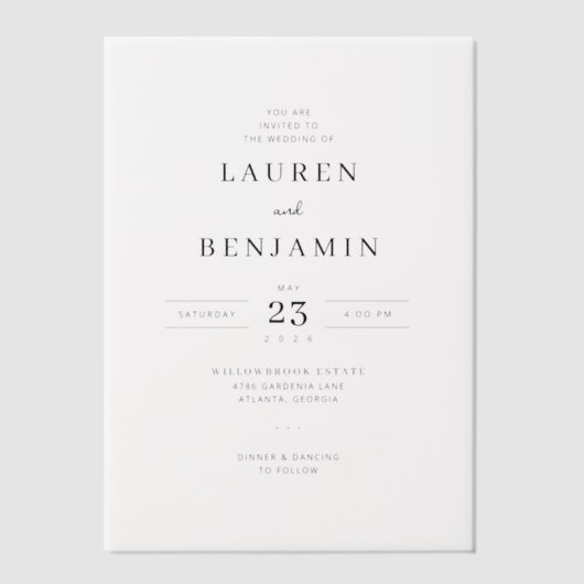 Celestial Romance Wedding Pergament Einladungen (Vorderseite)