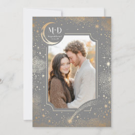 Celestial Romantic Starry Night Wedding Foto Einladung