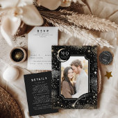 Celestial Romantic Starry Night Wedding Foto Einladung