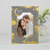 Celestial Romantic Starry Night Wedding Foto Folieneinladung (Stehend vorne)