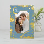 Celestial Romantic Starry Night Wedding Foto Folieneinladung (Stehend vorne)
