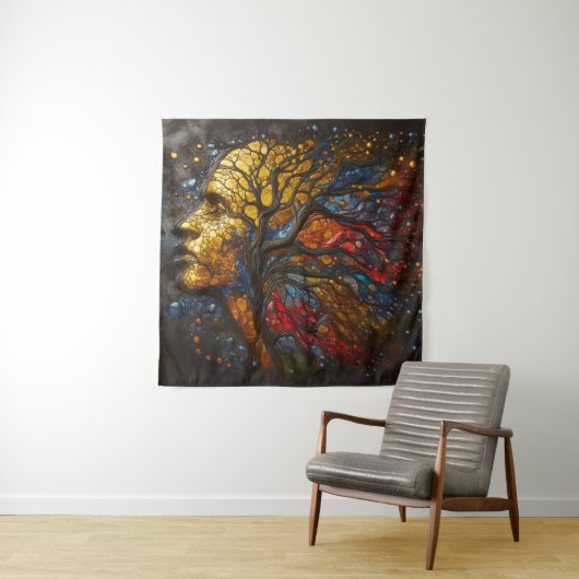 Celestial Roots of Life - Festes Glas Wandteppich (Beispiel)