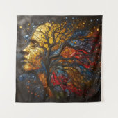 Celestial Roots of Life - Festes Glas Wandteppich (Vorderseite)