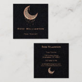 Celestial Rose Gold Crescent Moon Quadratische Visitenkarte (Vorne/Hinten)