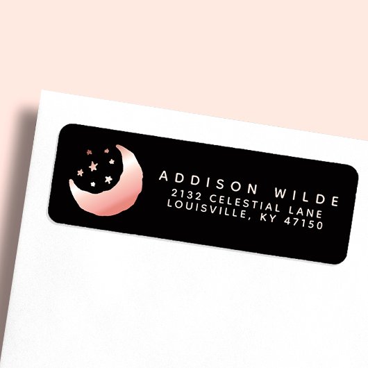 Celestial Rose Gold Crescent Moon Rücksendeadresse