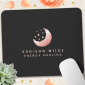 Celestial Rose Gold Crescent Moon Stars Logo Mousepad