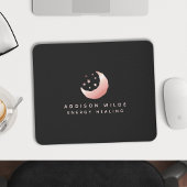 Celestial Rose Gold Crescent Moon Stars Logo Mousepad