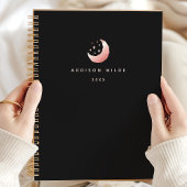 Celestial Rose Gold Crescent Moon Stars Logo Planer