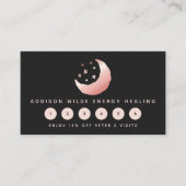 Celestial Rose Gold Crescent Moon Stars Logo Treuekarte (Vorderseite)