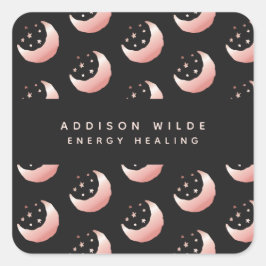 Celestial Rose Gold Crescent Moon Stars Muster Quadratischer Aufkleber