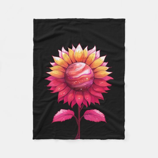 Celestial Rose schwarz Fleecedecke (Vorderseite)