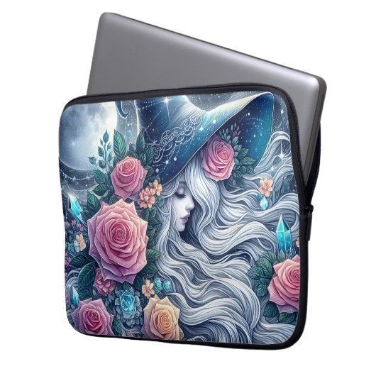 Celestial Rose Witch Dreamscape Laptopschutzhülle (Vorderseite Links)