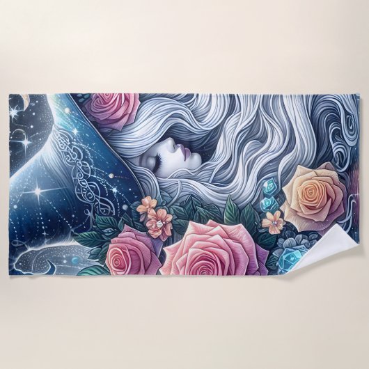 Celestial Rose Witch Dreamscape Strandtuch (Vorderseite)