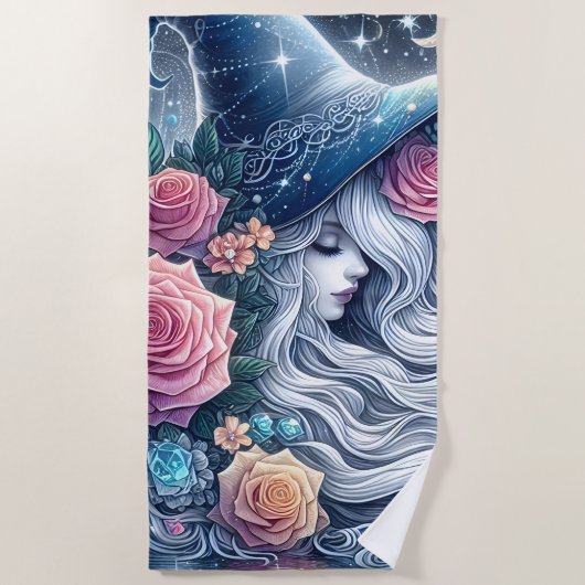 Celestial Rose Witch Dreamscape Strandtuch (Vorderseite)