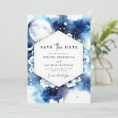 Celestial Rustic Moonlit Wedding Save The Date (Stehend Vorderseite)