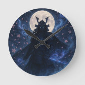 Celestial Samurai Cloak Dark Fantasy Anime Warrior Runde Wanduhr (Vorderseite)
