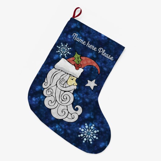 Celestial Santa Großer Weihnachtsstrumpf (Vorderansicht (hängend))