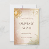 Celestial Save the Date Card Pink Sage Clouds Gold (Vorderseite)