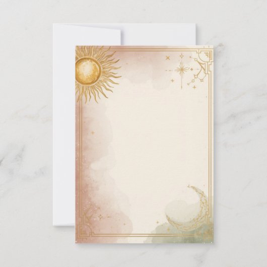 Celestial Save the Date Card Pink Sage Clouds Gold (Rückseite)