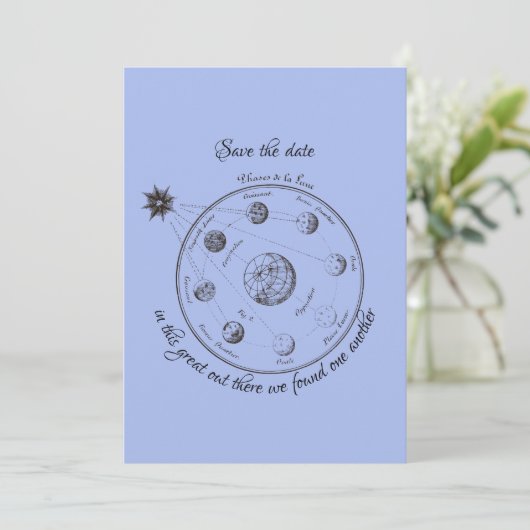 Celestial Save the Date Classic Round Sticker Einladung (Stehend Vorderseite)
