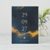 Celestial Save the Date - Midnight Blue und Gold (Stehend Vorderseite)