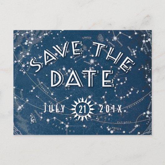 Celestial Save the Date Postcard Ankündigungspostkarte (Vorderseite)