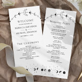 Celestial Schwarz-weiß Moon Wedding Program