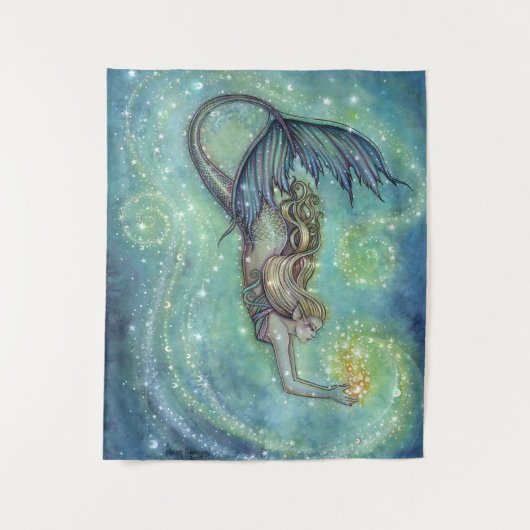 Celestial Sea Mermaid und Stars Molly Harrison Wandteppich (Vorderseite)