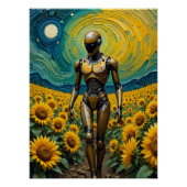 Celestial Sentience: Roboter in Sunflower Fields Poster (Vorderseite)