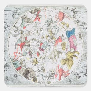Celestial Show the Signs of the Zodiac Quadratischer Aufkleber