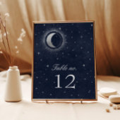 Celestial Silver Crescent Moon Tischnummer