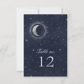 Celestial Silver Crescent Moon Tischnummer (Vorderseite)