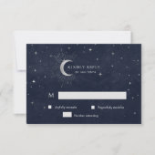 Celestial Silver Crescent Moon UAWG Response Card RSVP Karte (Vorderseite)