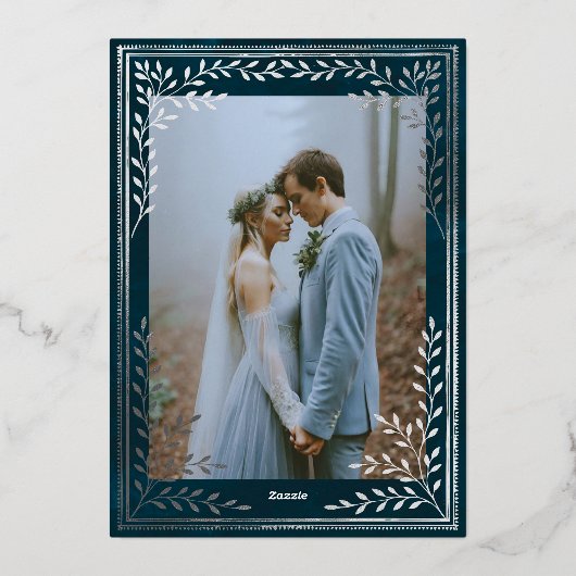 Celestial Silver Foil Gothic Wedding Einladung wi (Rückseite)