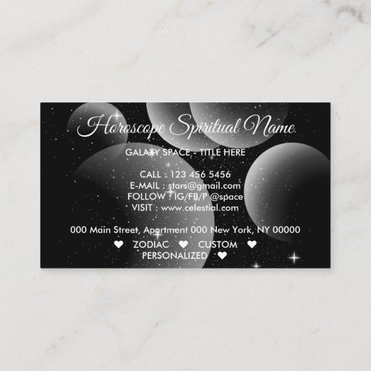 Celestial Silver Galaxy Cluster Visitenkarte (Rückseite)
