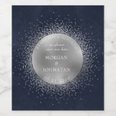 Celestial Silver Moon Save the Date Weinetikett (Einzelnes Label)
