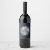 Celestial Silver Moon Save the Date Weinetikett (Vorderseite)