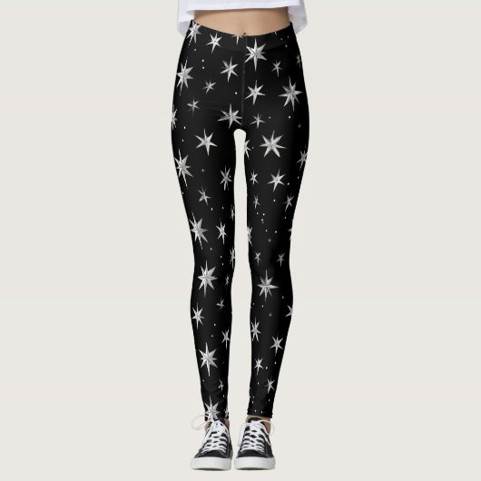 Celestial Silver Star Muster Leggings (Vorderseite)