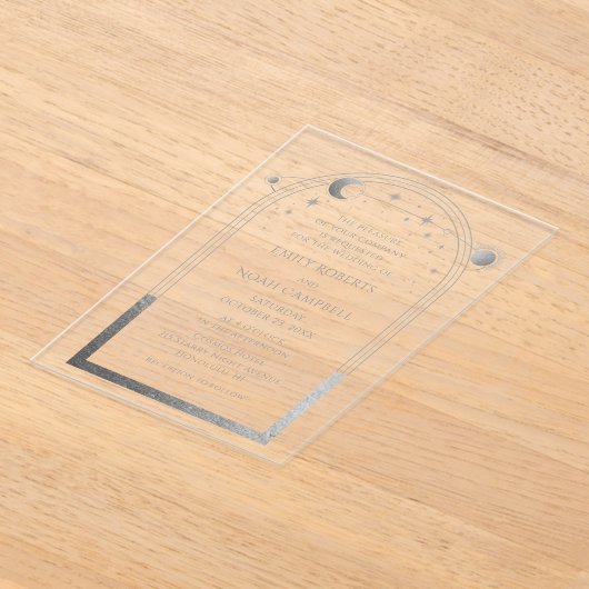 Celestial Silver Sun Moon Astronomie Hochzeit Acryleinladungen (Ablage )