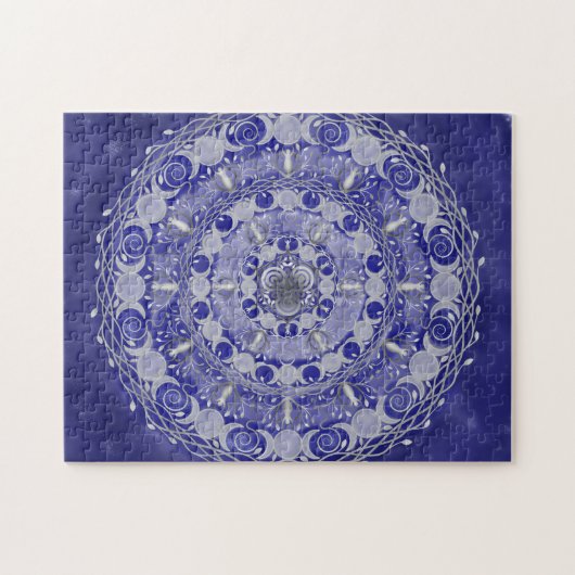 Celestial Silver Triple Moon Goddess Mandala Puzzle (Horizontal)