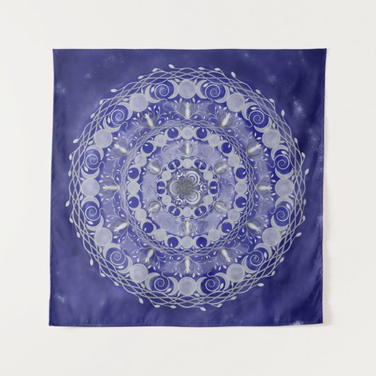 Celestial Silver Triple Moon Goddess Mandala Wandteppich (Vorderseite (Horizontal))