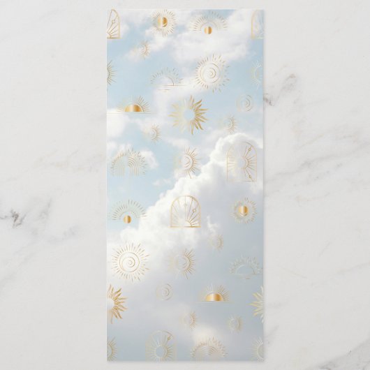 Celestial Sky Blue Clouds Mystical Boho Menü Menükarte (Rückseite)