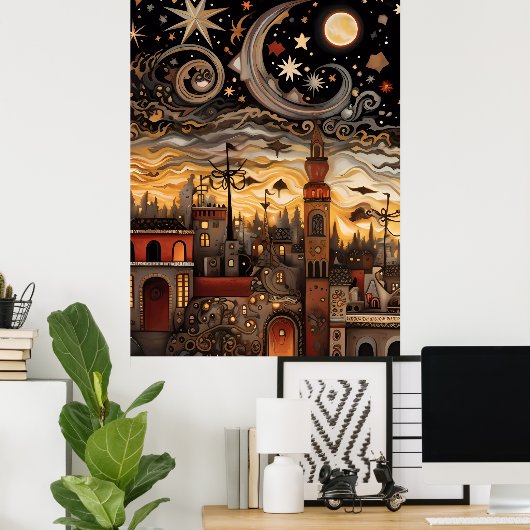 Celestial Sky Boho Poster (Heimbüro)